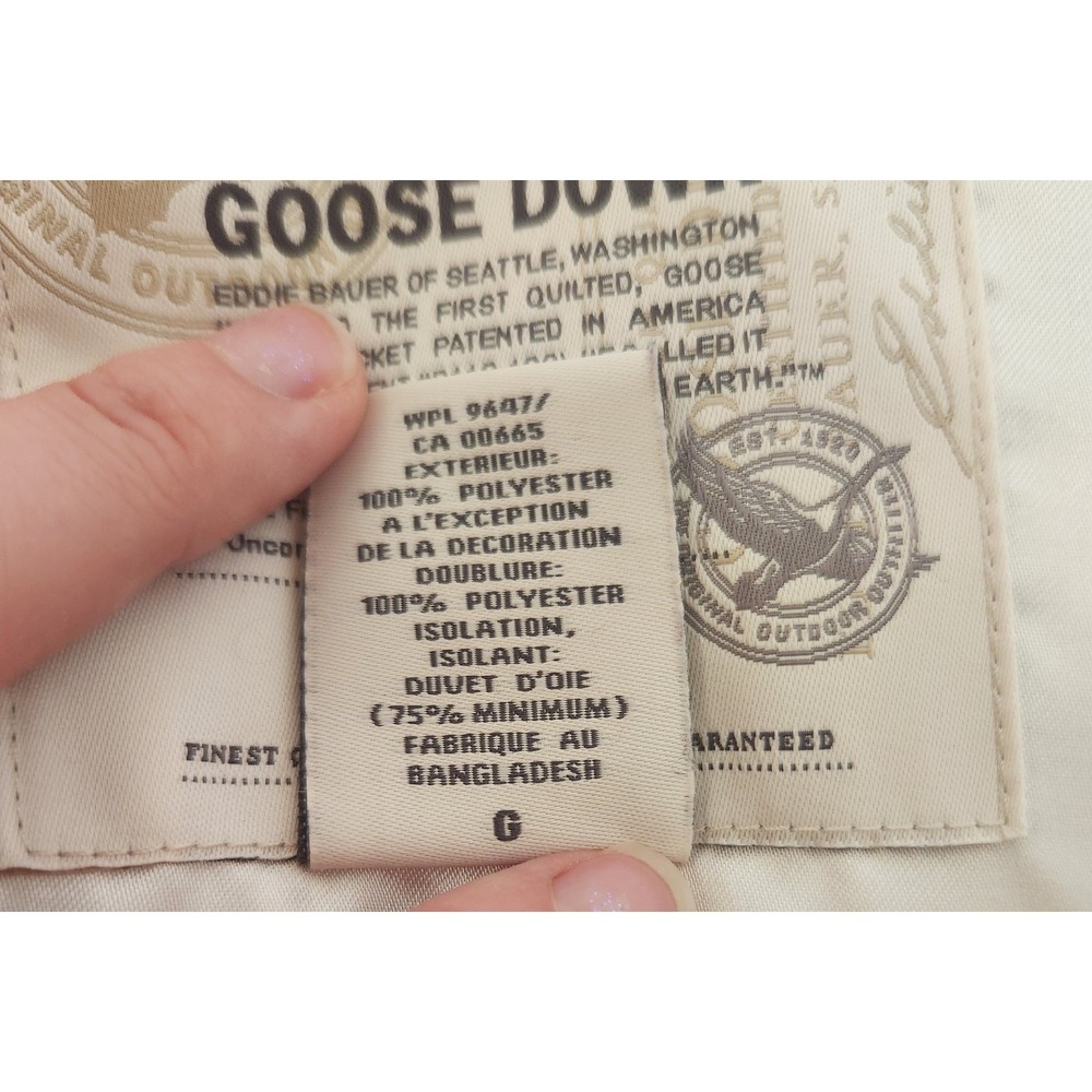 Eddie Bauer Premium Quality Goose Down Zip Vest Zip Pockets Size L Cream - Picture 5 of 13